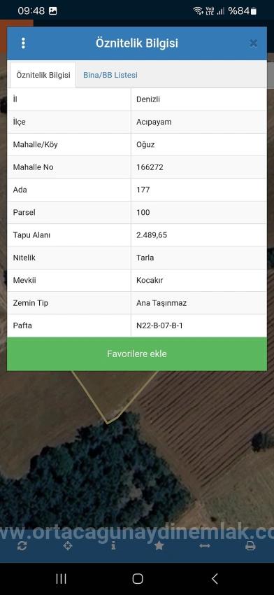2.489 M² Grundstück Mit Einzeltitelurkunde Zum Verkauf In Denizli Acıpayam
