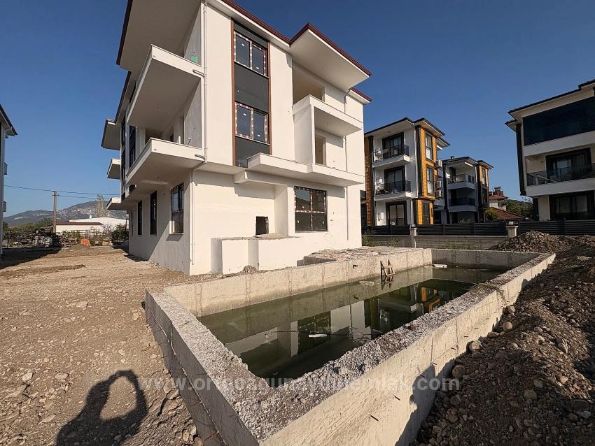 1+1 Brand New Apartment For Sale With Pool In Ortaca Çaylı Neighborhood.