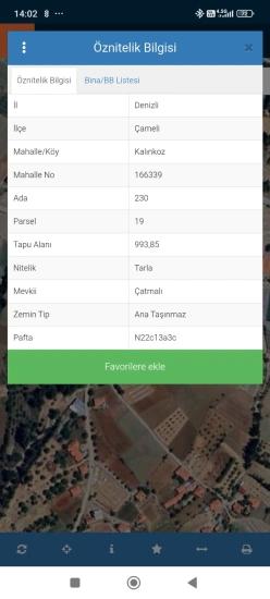 Denizli Çamelide 993 M² Tek Tapu Satılık Tarla