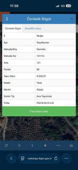 Seydikemer Demirler Mah. 6.334 M2 Tek Tapu Satılık Tarla