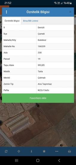 Denizli Çameli Kalınkozda 993 M² Tek Tapu Satılık Tarla